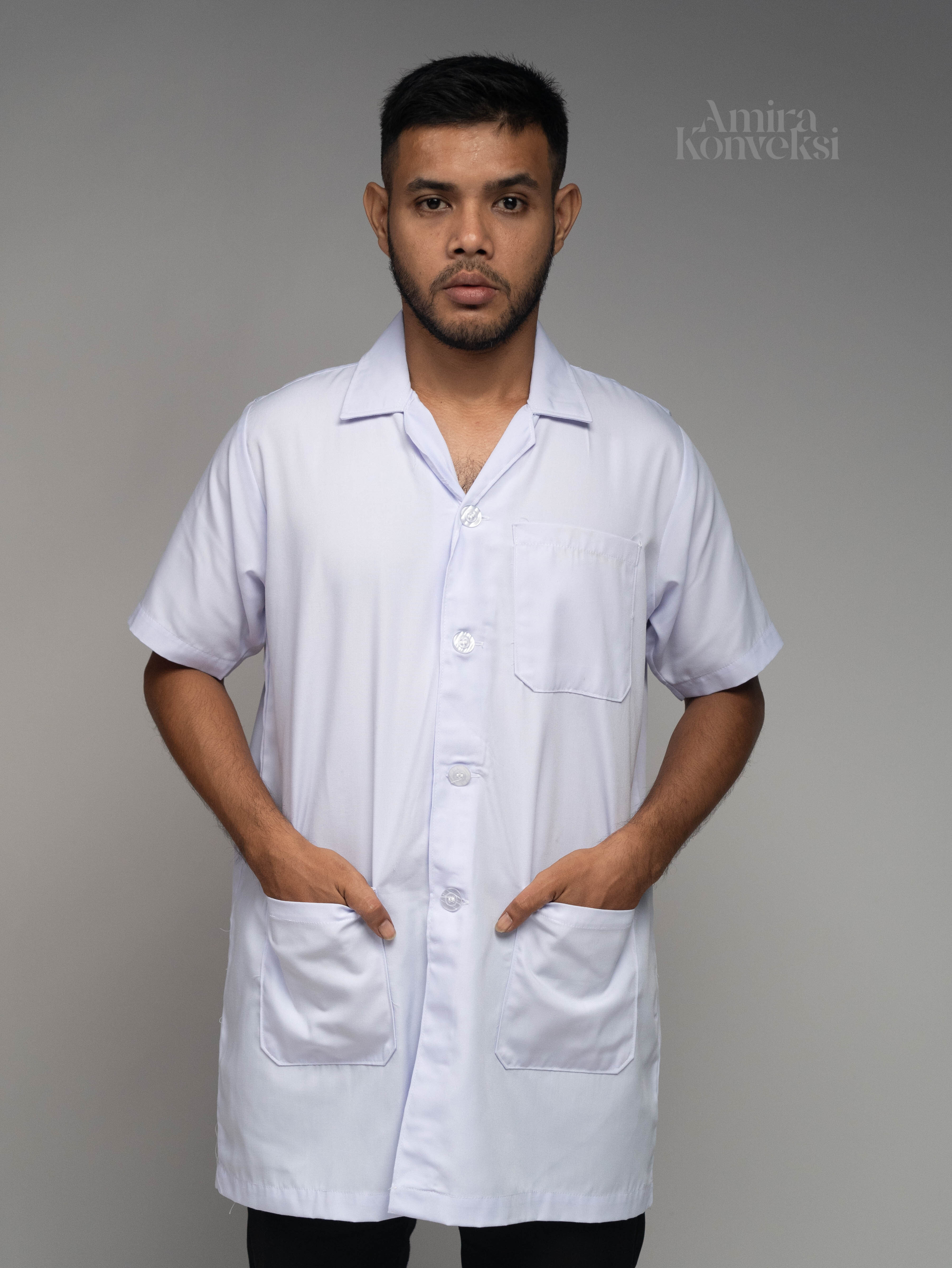 JAS LAB PUTIH KANCING LENGAN PENDEK PRIA